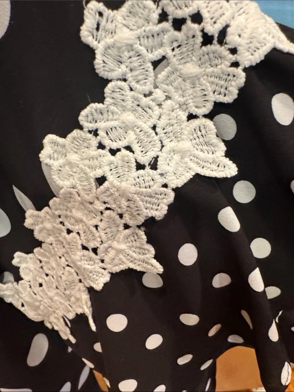 Black & White Polka Dot Kimono with Lace Trim